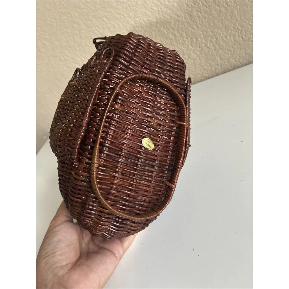 Vintage Turkey Wicker Basket Thanksgiving Cottage Fall Family Boho Feast
